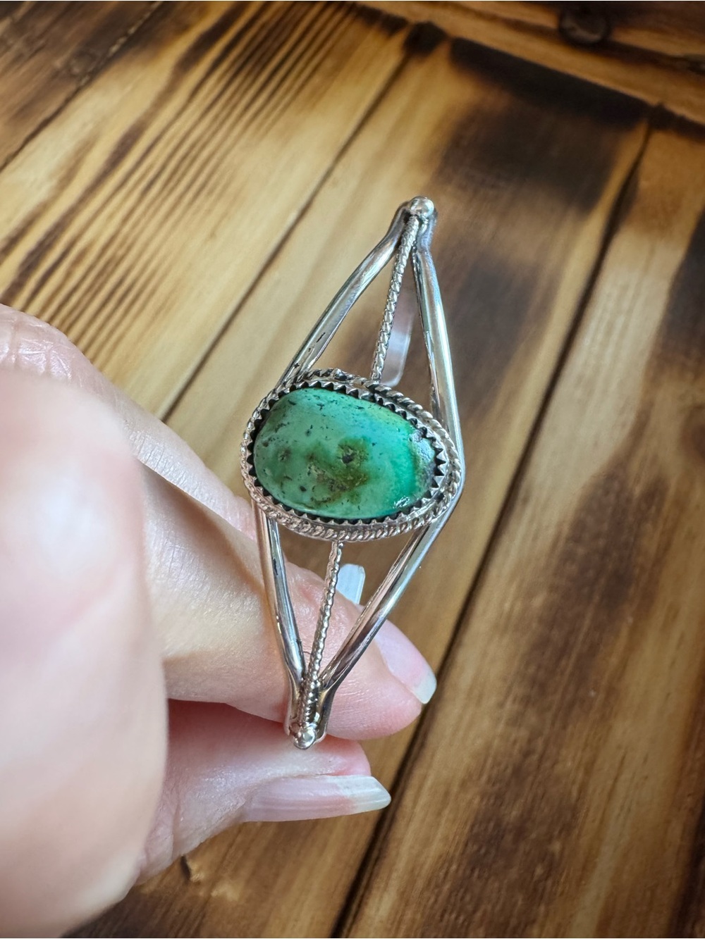 Native American Sterling Silver Sonoran Turquoise Bracelet - Picture 4 of 6